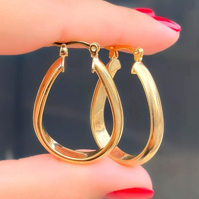 Argola Formato Oval Tamanho Médio -  