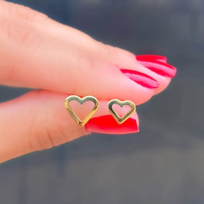 Brinco Duplo de Coração Vazado -  