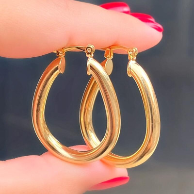 Argola Formato Oval Tamanho Médio - 