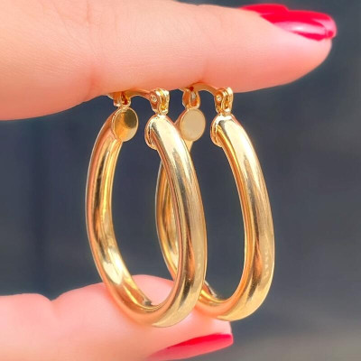 Argola Formato Oval Tamanho Médio -  